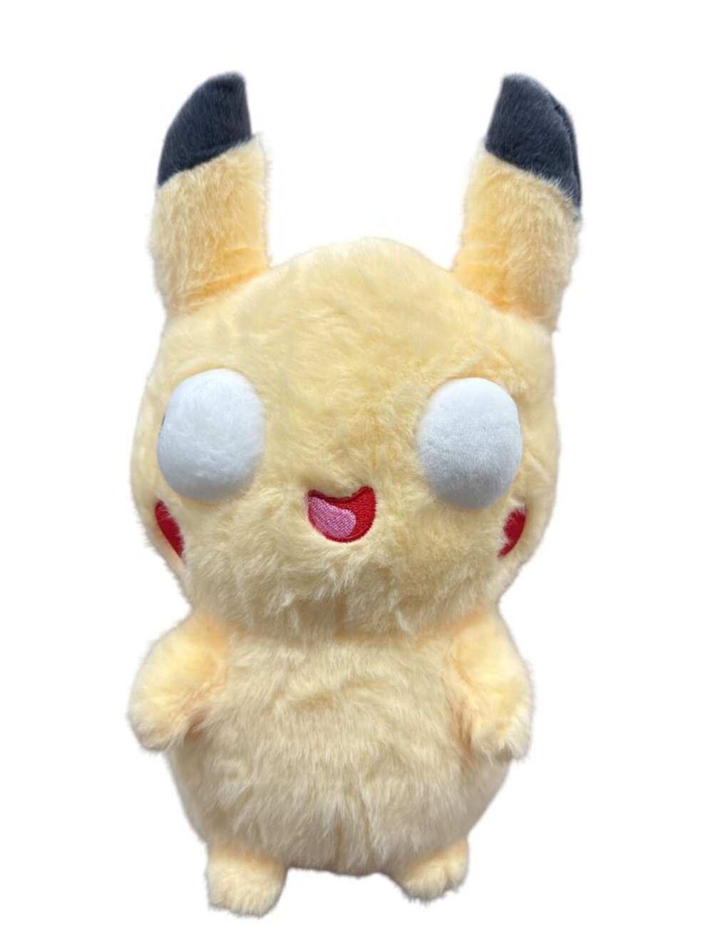 Cute Goofy Plush Pikachu-Inspired Toy With Big Eyes & Soft Yellow Fur